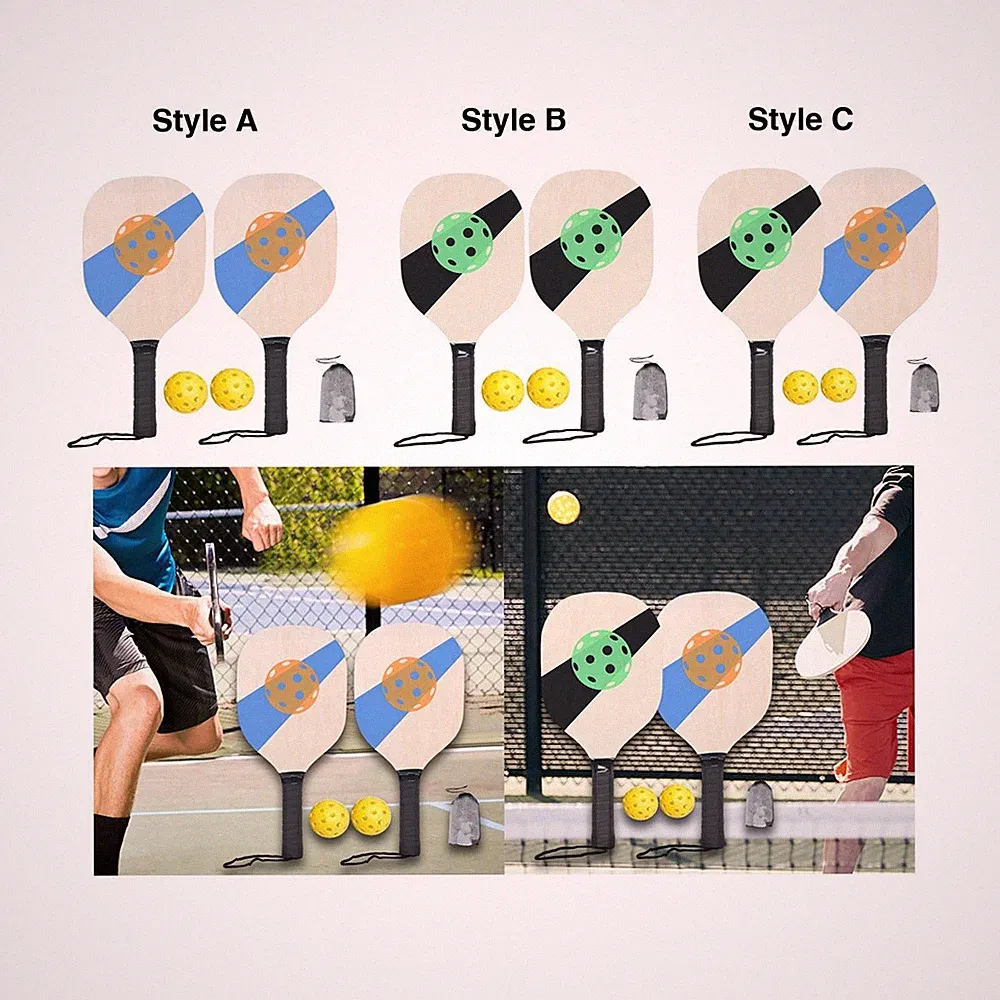 Pickleball Wood Paddle Set Anfängerschläger für Familien Komfortabler Griff