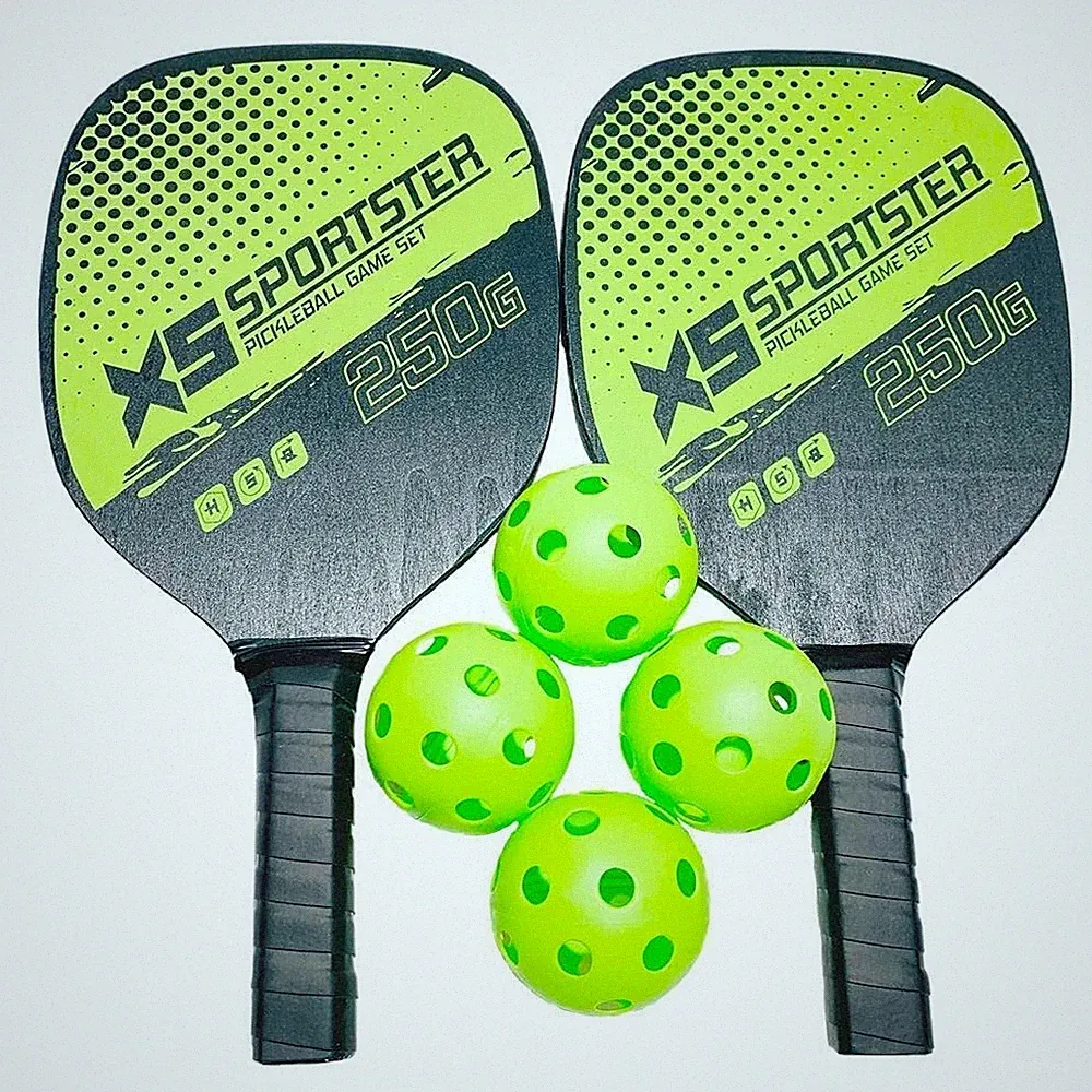 PickleballPaddel, 2 Schläger, 4 Stück, PickleBall mit Tragetasche, für Indoor...