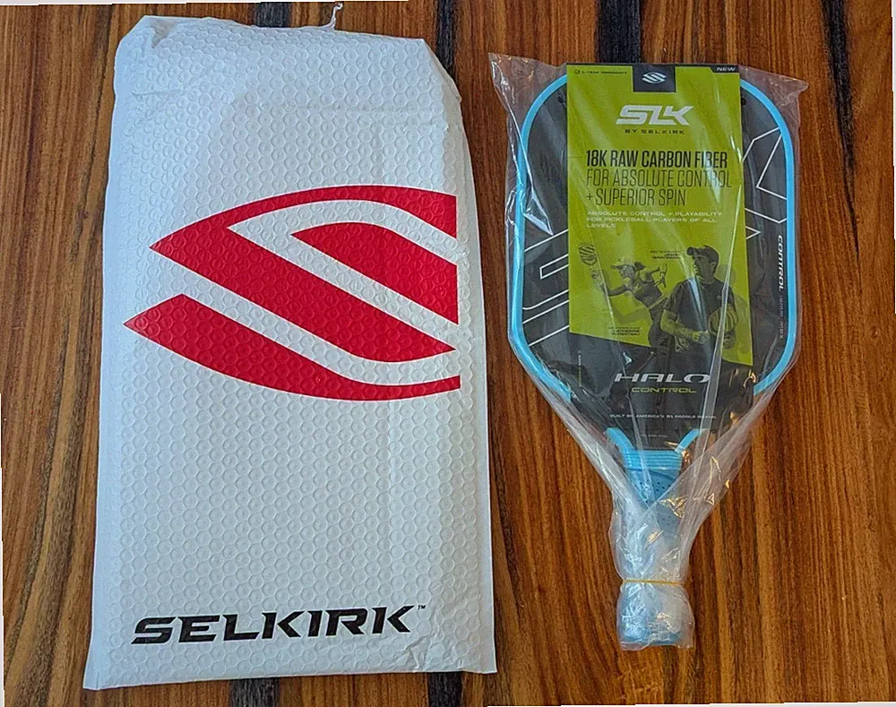 Selkirk SLK Halo Control XL Pickleball Schläger 18K Raw Carbon Schwarz/Blau