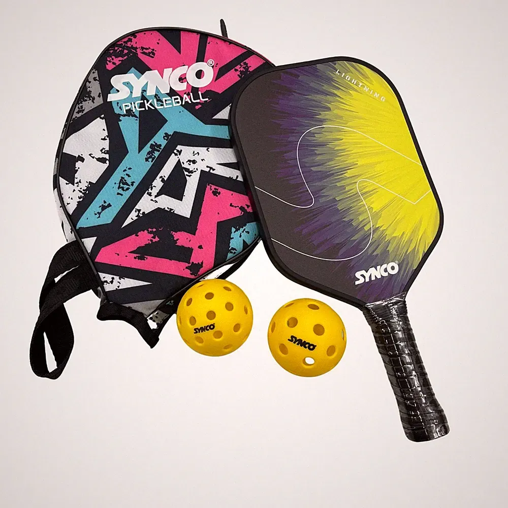 Synco Picklebal Set 1 Fiberglas Schläger & 2 Pickleball 1060