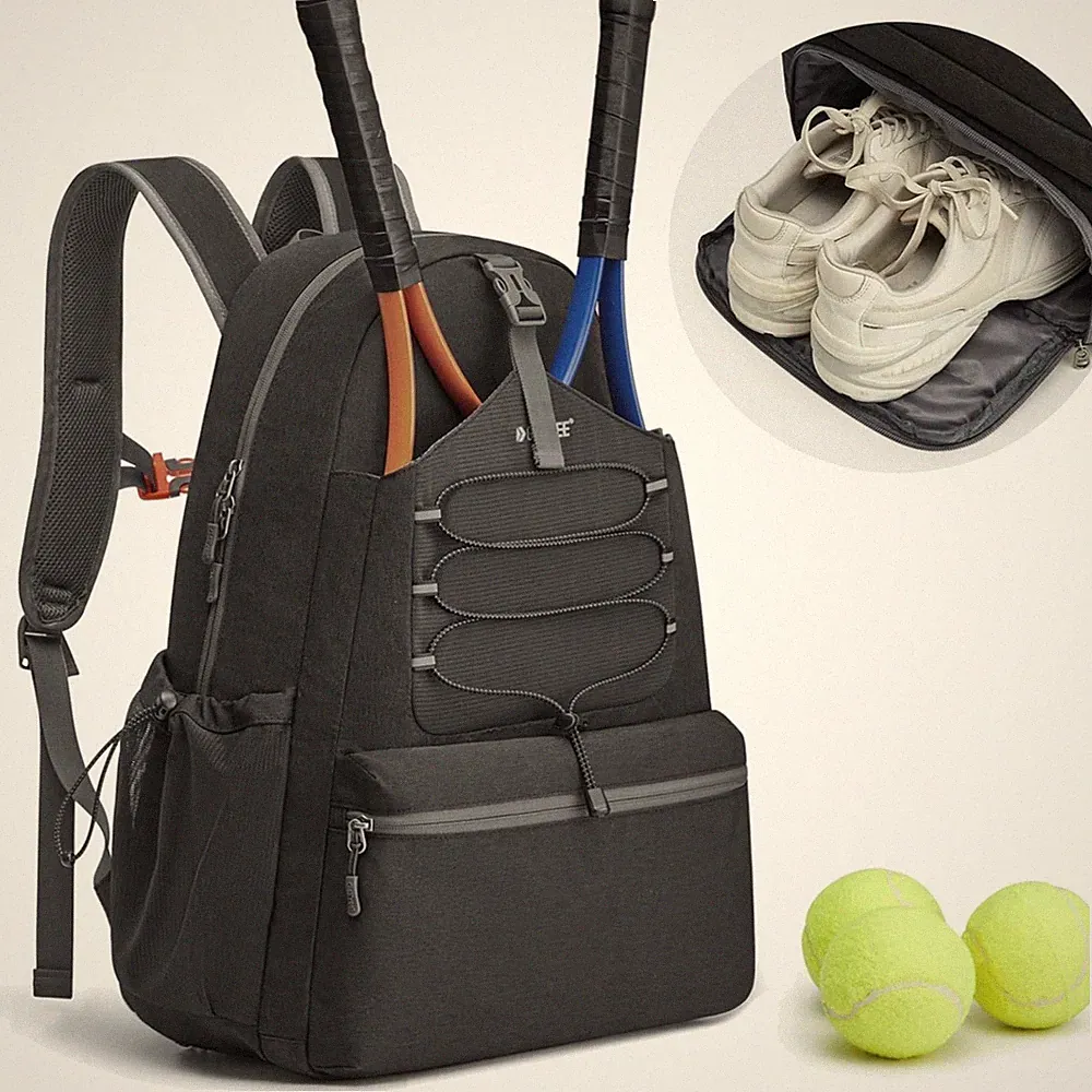 Tennis Rucksack für Damen und Herren Groß Pickleball Tasche 4 Schläger Schuhfach