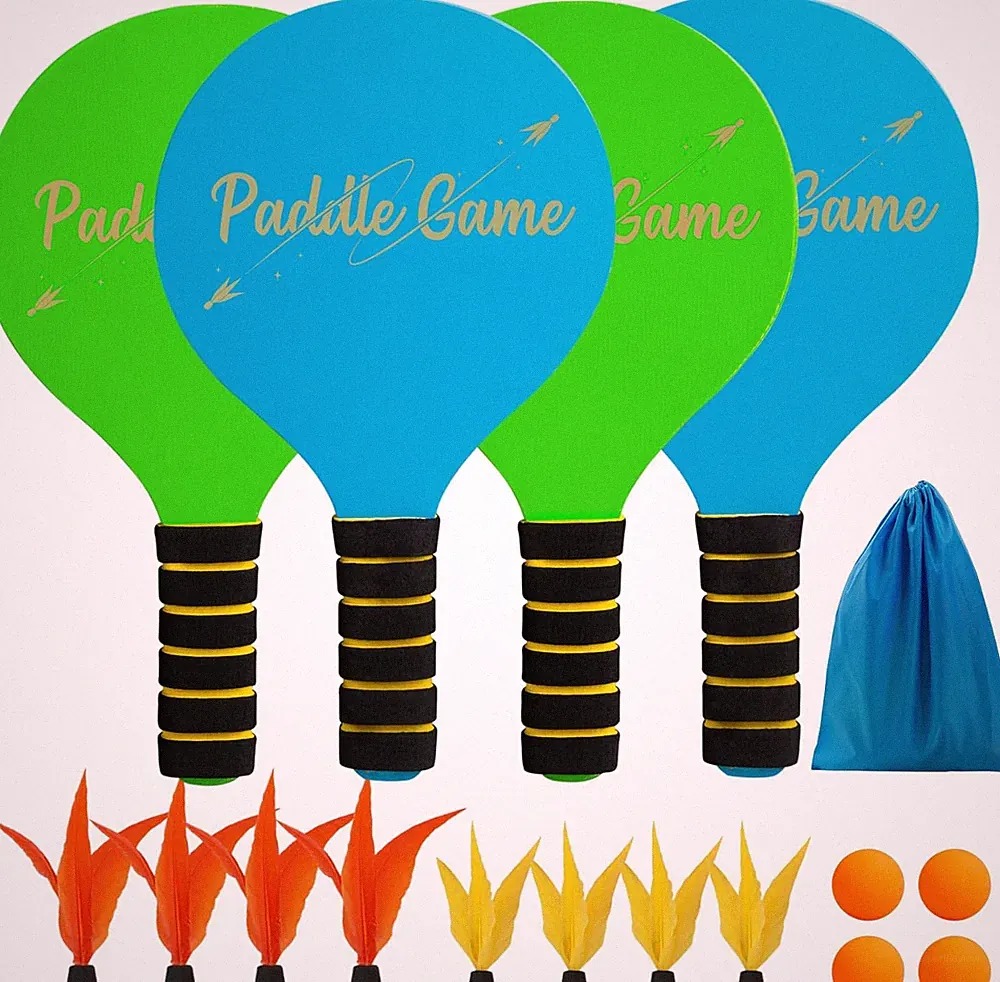 U&C Planet Beachball Set Paddle Ball Spiel Strandschlägerset Aus Holz Schläger S